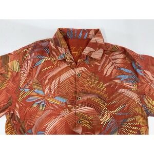 Tommy Bahama Shirt Men's Extra Large Hawaiian Camp Shirt 100% Silk Floral Orange